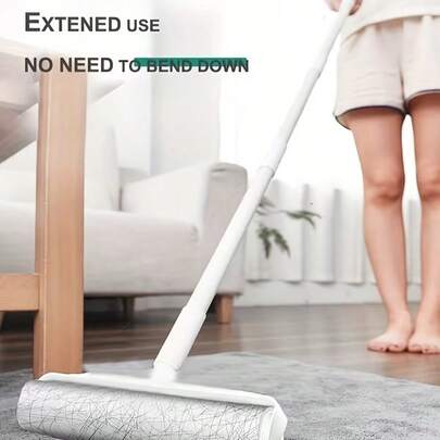 2-In-1 (Wider & Longer) High Suction Lint Roller - Ideal For Furniture, Clothes And Carpets | Pet Hair Remover, Clothes Defuzzer, Easily Removes Pet Hair From Carpets, Sofas And Beds, 2-In-1 Long Handle Pet Hair Cleaning Tool (Pet Owner''s Savior)