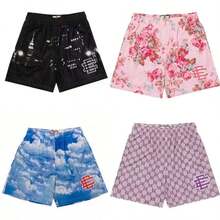 New Summer EE  Basic Mesh Short Classic Floral Printed Gym Shorts Men's Gym Basketball Sports Beach Men Shorts - 蒙特內哥羅 - 查看 7
