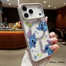 Miniso 迪士尼史迪奇太空冒险全印花手机壳，透明磁吸防震，适用于iPhone 17 Pro Max/17 Pro/17 Air/17/16/15/14/13/12/11/X/XS Pro/Pro Max系列，iPhone 17 Pro Max手机壳，iPhone 17 Pro手机壳，iPhone 17手机壳，圣诞礼物，送给女朋友的好选择 - 藍色 - 查看 3