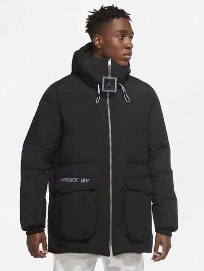 Nike Jordan 品牌Logo印花收納口袋細節連帽羽絨外套 男款