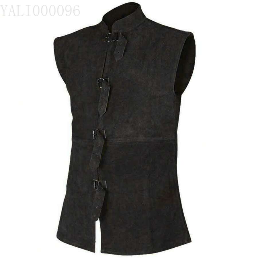 2026 Medieval Renaissance Vest, Lace-Up Vest For Courtly Gentlemen, Stage Costume For Theatre, Carnival And Halloween - 黑色 - 查看 1