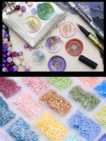 100pcs/Bag Simple Sealing Wax Beads, Octagonal Sealing Wax Beads, Stamp Sticker Label Wax Beads