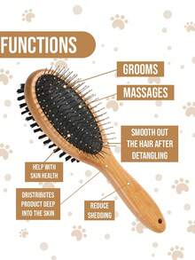 Double-Sided Bamboo Pet Brush, Suitable For Long-Haired Dogs And Cats, Can Remove Shedding, Tangles And Dead Hair - Multicolor - View 1