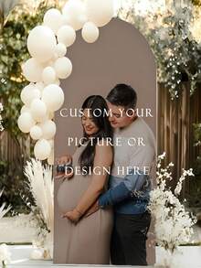 Customized Elastic Arch-Shaped Backdrop Cover - Suitable For Curved Backdrop Stands, Applicable For Birthday Parties, Theme Parties, Weddings, Multiple Sizes Available, Breathable And Washable, Personalized Options Include Fun & Cute, Heart-Shaped, Elegant & Minimalist Designs, Unique Personalized Gift Idea - Multicolor - View 7