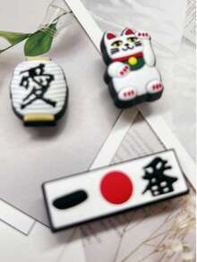 4毫米厚招财猫灯笼，日式元素鞋饰套装，DIY凉鞋装饰，男女通用鞋饰，创意礼物，派对小礼品 - 白色 - 查看 4