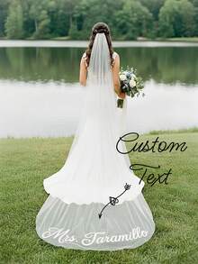 Customized Bridal Veil, Personalized Veil, Embroidered Bridal Veil, Wedding Veil With Name, Classic Wedding Veil, Elegant Customized Veil With Name - Multicolor - View 4