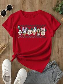 Disney Women T-Shirts - 紅色 - 查看 2
