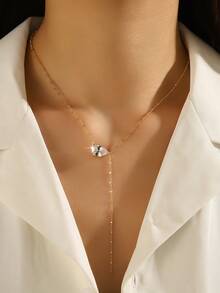 1件优雅简约水滴形锆石Y型项链，精致日常佩戴，也适合派对、毕业典礼等场合。 - 彩色 - 查看 1