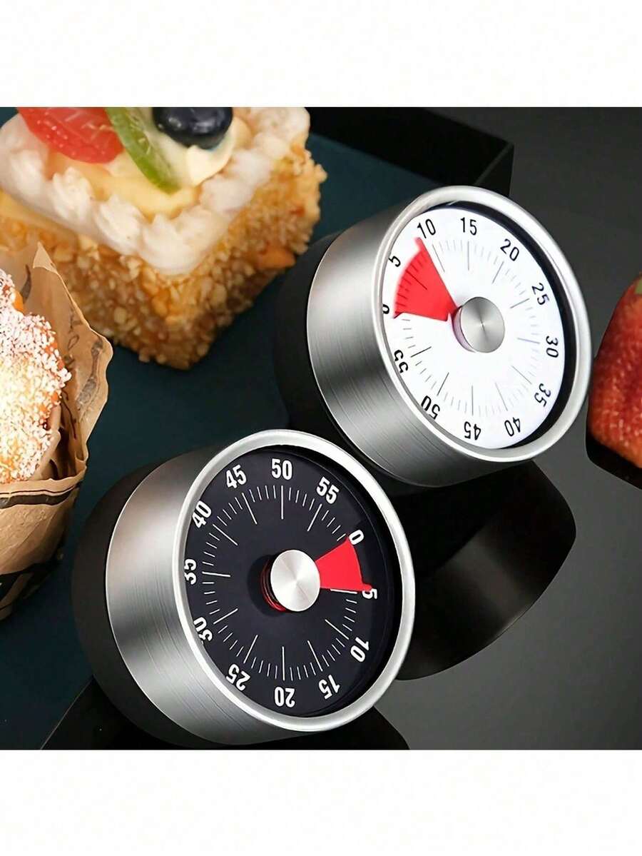 1pc Stainless Steel Magnetic Mechanical Kitchen Timer, Alarm Bell Countdown, Magnetic Back, Suitable For Cooking, Baking, Frying, Steaming, Applicable For Home Kitchen, Office, Study, Meeting, Workout, Reading And More, Mechanical Alarm Timer, Kitchen Essentials And Home Necessities