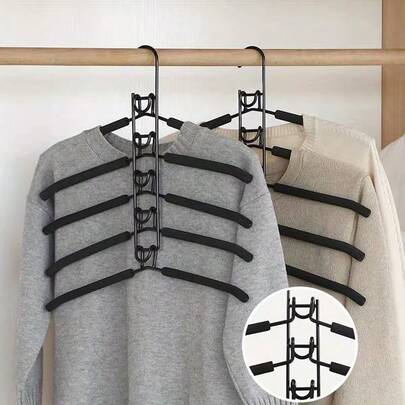 5-Tier Clothes Hanger Maximizes Your Closet Space! Multi-Functional Wardrobe Organizer, 5-Layer Metal Sponge Detachable Premium Magic Non-Slip Versatile Storage Hanging Rack