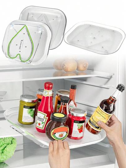 1pc 360° Rotating Fridge Organizer Tray - Clear Plastic Lazy Susan For Kitchen, Cabinet, Pantry & Table Storage, Turntable Perfect For Condiments, Spice Jars, Fridge Storage Organizer