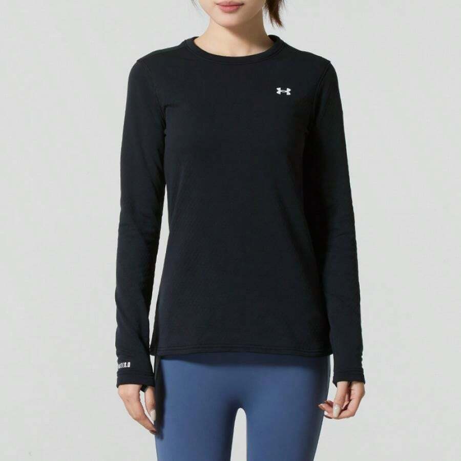 Under Armour W Packaged Base Crew 3.0-BL Long Sleeve T-Shirt, Women's Running & Gym Workout Apparel, 6004065-002 - Black - View 1