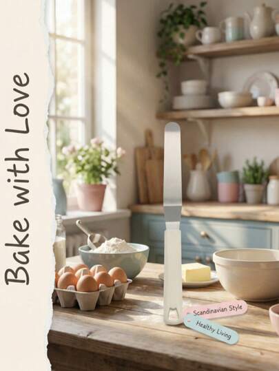 1pc Multi-Functional Cake Cutting And Smearing Tool: With A Non-Slip Handle, It Is Easy To Clean And Store. It Is Used For Slicing Cakes, Applying Buttercream, And Shaping The Cake, Suitable For Homemade Afternoon Tea Dessert Making, Holiday Cakes, DIY Home Baking, And Essential Items For Home Baking.