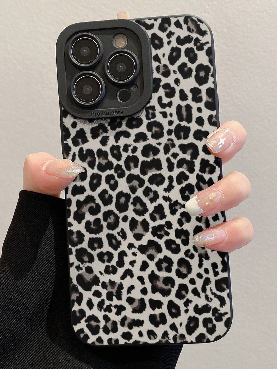 Cheetah,Leopard Print 1pc Perforated Leopard Print Thick Shockproof Painted Phone Case Cover, Compatible With IPhone, Galaxy,International Version, Not The Domestic Version - Multicolor - View 1