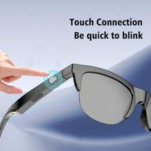 2026 Wireless Smart Glasses, Touch Operation, Built-In Microphone, HD Audio, Wireless Connection, Rechargeable Battery, Suitable For Office, Outdoor, Sports, Driving, Music Playback, Hands-Free Calling - Ideal Holiday Gift! - Black - View 7
