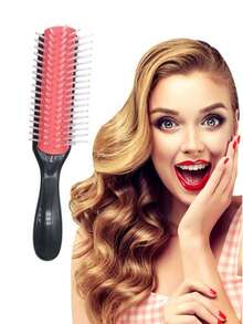 1pc Detachable 9-Tooth Men's Pompadour Hairstyle Comb, Home Hair Styling Straight & Curly Hair Brush - Black - View 4