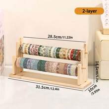 Estantería de escalera de madera de varios niveles y gran capacidad opcional, estantería de almacenamiento con cinta negra y de papel, adecuada para salas de manualidades y embalaje floral - ideal para suministros de arte y manualidades, especialmente para el almacenamiento de cintas y decoraciones navideñas - color madera - Ver 16