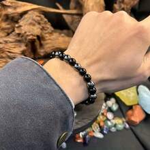 Vòng tay đính đá Hematit và Obsidian, thiết kế tối giản độc đáo với hai hạt đen bóng, vòng tay unisex phù hợp cho mọi dịp, quà tặng dự tiệc và quà sinh nhật. - Nhiều màu - Xem 4