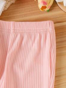 2pcs/Set Baby Girls' Cute Floral Print Round Neck Top And Flared Casual Pants Set, Summer - White - View 7