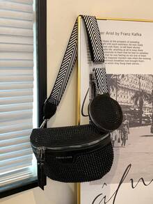 Fashionable Waist Bag/Chest Bag, Simple Style Student Bag, Back To School Bag - Black - View 10