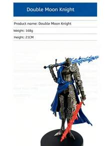 Elden Ring Dual Crescent Knight Action Figure, Metal Armor + Flowing Blue Cape, Game Scene Reproduction Model, Exquisite Face Sculpting And Detailed Depiction, Great Decorative Gift - Multicolor - View 9