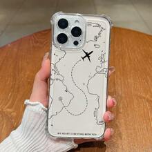 Funda para Teléfono - Esta es una funda para iPhone 16 con un diseño transparente que presenta patrones de rutas aéreas impresas y protección de airbag en las cuatro esquinas. Tiene un diseño creativo de ruta de vuelo y es una funda protectora duradera. - Multicolor - Ver 2