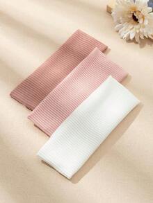 3pcs Women Solid Fashion Hair Band For Daily Life For Back To School Casual,Pink Accessories Headband Turban Headband Sweatband, School Stuff, College, Headbands Fall Winter Hair Accessories For Women For Vacation Outfits Woman Elegant Scarf Women Bandanas Soft Headwrap - 彩色 - 查看 6