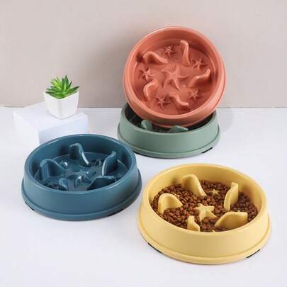 Anti-Gulping Pet Bowl, Non-Slip Interactive Puzzle Bowl, Suitable For Fast-Eating Dogs & Cats, Prevents Bloating & Choking, Fits Small & Medium Pets