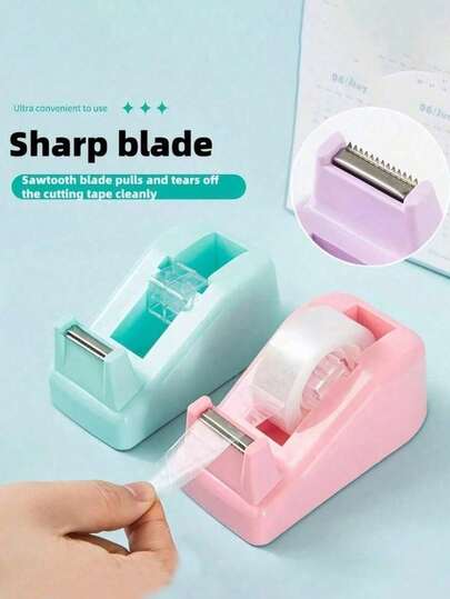 Desktop Tape Dispenser With Weighted Base And Cutting Blade, Available In Multiple Colors, Suitable For Washi Tape, Masking Tape And Heat-Resistant Tape. Office Supplies, School Supplies, Campus Supplies, Desktop Decor.