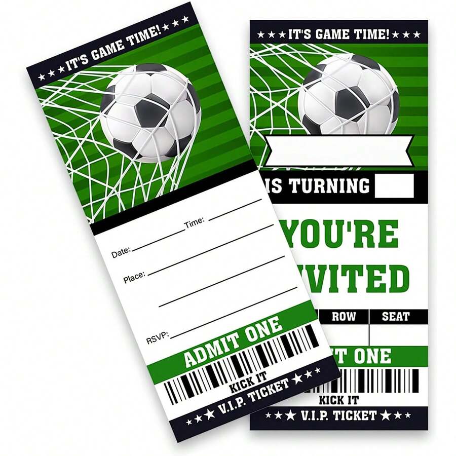 20/40 Pcs Soccer-Themed Birthday Party Invitations, Fillable Soccer Invitation Cards Suitable For Boys And Girls' Birthday Parties