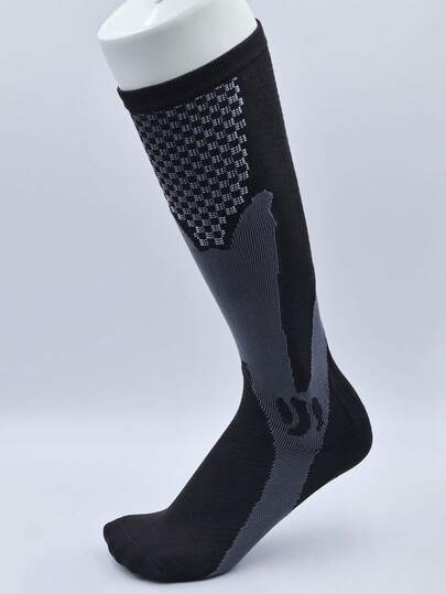 1 Pair Unisex Long Compression Sports Socks - Breathable Over-The-Knee Design, Suitable For Running, Cycling, Hiking, Football And Travel