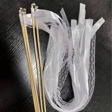 5pcs White Ribbon Magic Wands, Fairy Wands With Lace, Rotating Ribbons, Golden/Silver Bells, Party Cheering Props, Wedding, Christmas Gifts - A - 查看 5