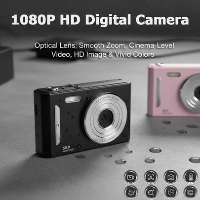 Cámara digital de moda para el campus: 50MP, 8X zoom y cámara dual. Equipada con luz LED de relleno, filtros de belleza y batería grande. Captura videos ultra claros y grabaciones instantáneas, combinando estilo y funcionalidad para usuarios del campus