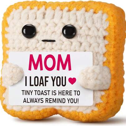 1PCMothers Day Pun Gift For Mom From Daughter Son- Handmade Cute Loaf Crochet Toast - I Love You Funny Presents For Moms Bonus Mamas Mother-In-Law Birthday,...