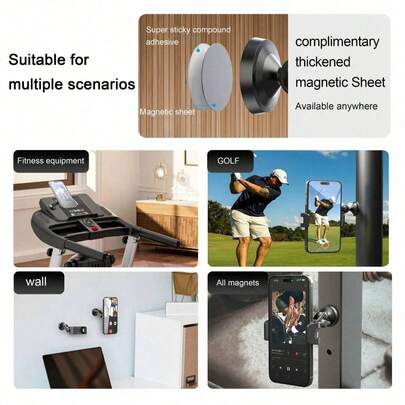 1 chiếc giá đỡ điện thoại từ tính có thể điều chỉnh 360 độ, dụng cụ tập thể dục, phụ kiện phòng tập tại nhà, đồ dùng văn phòng, trang trí văn phòng.
