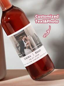 1-12 Pcs Custom Wine Bottle Labels Suitable For Weddings, Bridal Showers, Newlyweds, Couples, Special Events, And Holiday Parties. Waterproof Personalized Text Stickers; Can Be Used As Bridesmaid Champagne Labels, Bridesmaid Wedding Party Invitation Labels, And The Mini Version Can Also Be Used As A Creative Bridesmaid Gift Box. - Multicolor 1 - View 1