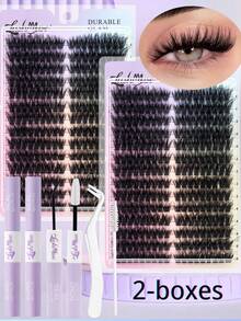 504PCS/252PCS 80D D-Curl Fluffy False Eyelashes, Lash Glue, Tweezers & Brush Included, 0.31-0.63inch Faux Mink Individual Lash Clusters, Reusable Soft Natural DIY Lash Extension Kit, Beginner Friendly Lash Clusters, Individual Eyelashes, Lashes, Fake Lashes, Perfect For Halloween, Christmas, Valentine's Day, Parties & Festival Glam Beauty - 黑色 - 查看 3