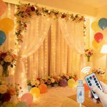 100/200/300/600 Luzes de Corda de Cortina LED, 4 Opções de Cores, 8 Modos de Piscar, Com Controle Remoto, Luzes de Fada para Bottom de Casamento - Alimentado por USB, Decoração de Parede de Quarto, Sala de Estar, Luzes Coloridas, Iluminação de Feriado, Decoração de Festa de Aniversário e Casamento, Guirlanda de Luzes de Corda - Cortina de luz USB - Visão 8