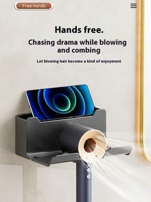 Wall-Mounted Hair Dryer Holder & Storage Rack, Hands-Free Hair Dryer Organizer For Bathroom - Multicolor - View 9