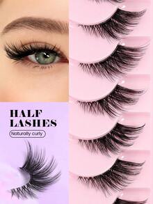 MAANGE 10Pairs New Cat Eye Lashes Natural Long Thin Band Lashes Winged End Eye Elongated Eyelashes Faux Mink Eyelashes Makeup Strip Lashes,Lashes,Eyelashes,Fake Lashes ﻿ ﻿ - Black - View 3