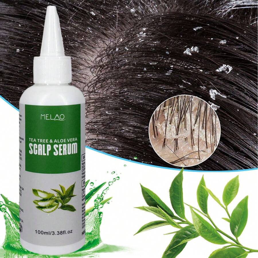 MELAO茶树芦荟头皮精华液，天然去屑止痒护理，舒缓清爽头皮，滋养毛囊，100毫升/3.38液盎司 - 正裝 - 查看 1