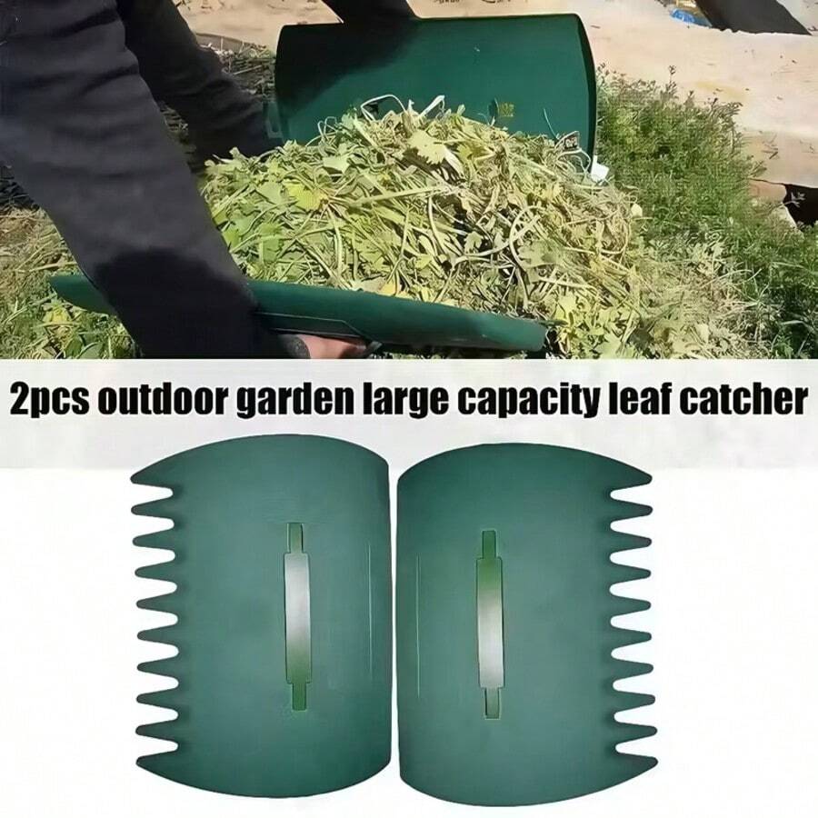 2件套落叶收集器,手持榛子形落叶铲,快速草坪落叶清除器,花园庭院落叶铲手耙,用于收集落叶、草屑和杂物,保护双手 - 2件裝 - 查看 1