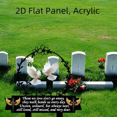 2D Acrylic "Forever In Our Hearts" Memorial Garden Stake, Outdoor Yard Mourning Tombstone Artistic Grave Marker