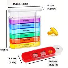 1 pieza Organizador de pastillas portátil de gran capacidad de 7 días, compartimentos diarios extraíbles con diseño de mañana, mediodía, tarde y noche, material de policarbonato duradero, estilo moderno de planificador semanal de medicamentos, color blanco, organizador de pastillas diario para viajes y hogar - Multicolor - Ver 12