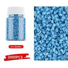 2,6 mm Perles de fusion Sundymot, série de couleurs bleues, emballées individuellement, 2000 pièces+ avec bouteille de rangement, anti-déversement, fournitures artisanales pour fabrication de bijoux, pendentifs, porte-clés, cadeaux pour remise des diplômes, rentrée scolaire, Noël, fête, anniversaire, kit de recharge de perles de fusion multicolores de 2,6 mm - Perles puzzle de 2,6 mm - Voir 23