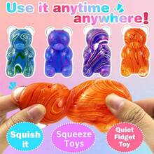 12 Peças Brinquedo Macio e Texturizado com Desenho de Urso de Goma e Bola de Doce Coloridos, Brinquedo para Alívio de Ansiedade e Melhora da Atenção, Brinquedo de Aperto Recheado com Açúcar de Malte, Jogo Sensorial, Bola de Aperto para Alívio de Estresse, Lembrancinhas de Festa, Brinquedos Sensoriais Fidget para Adultos e Crianças, Bola de Aperto Lenta de Alívio de Estresse - Padrão de fluxo - Visão 4