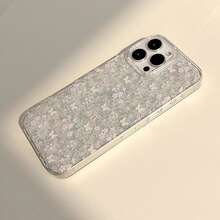 Kavenfort 1件装透明紫色蝴蝶蓝花紫色清新小蝴蝶手机壳，适用于苹果16 Pro Max、17、14、13，闪亮亮片，女性化、梦幻、原创、少女、简约、ins风 - 彩色 - 查看 5