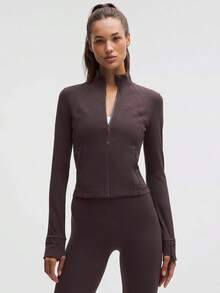 Lululemon Define Cropped Jacket Nulu Sequoia-For Yoga Gym Running-Sweat-Wicking-Yoga-All Seasons Sport-Spring/Summer-Autumn/Winter-Back To School - sequoia - 查看 1