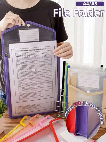 Macaron Color File Folder, Desktop Stationery, Textbook And Notepad Organizer; Pop-Up File Folder; Suitable For Teacher's Files And Exam Papers Storage; Suitable For Office, Contracts, Exam Papers, Materials, Medical Reports, School Supplies, Back To School And School Stationery