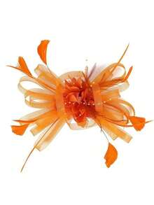 1pc Women's Tea Party Headpiece, Kentucky Derby Wedding Flower Mesh Hair Clip - Màu tím - Xem 3